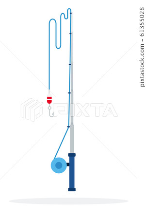 Spinning fishing with hook vertically flat isolated 61355028