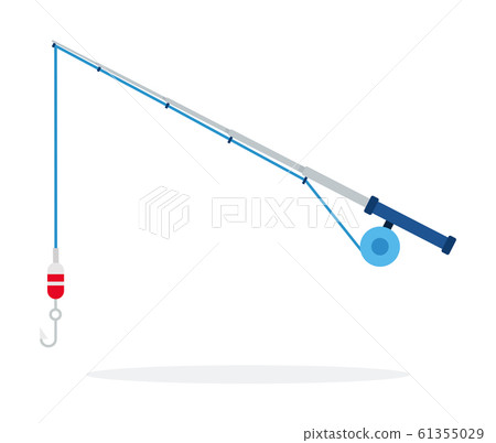 Spinning fishing with a float and a hook flat isolated Spinning fishing with a float and a hook flat isolated 61355029