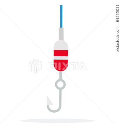 Float fishing with a hook flat isolated 61355031