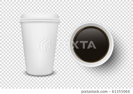 Vector 3d Realistic Disposable Opened Paper, Plastic Coffee Cup for Drinks Icon Set Closeup Isolated on Transparent Background. Design Template, Mockup. Top and Front View Vector 3d Realistic Disposable Opened Paper, Plastic Coffee Cup for Drinks Icon Set Closeup Isolated on Transparent Background. Design Template, Mockup. Top and Front View 61355068