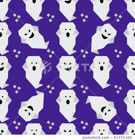 Vector seamless pattern Halloween ghost origami 61355160