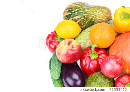Fruits and vegetables isolated on a white Fruits and vegetables isolated on a white 61355452