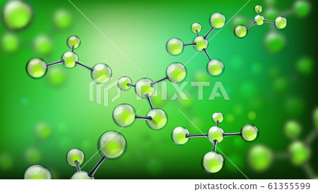 Abstract molecules. Molecular structures, molecule spheres and medical research 3d vector background 61355599