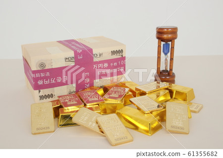 Money and hourglass with money 61355682