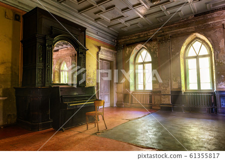 Piano in abandoned castle 61355817