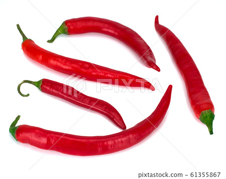 Red chili peppers isolated on the white 61355867