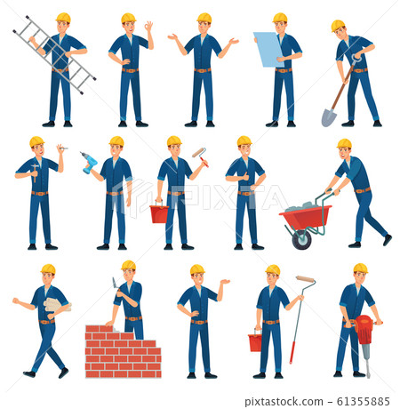 Cartoon worker character. Technician workers,... - Stock Illustration  [61355885] - PIXTA