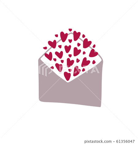 Grey envelop with red hearts. Grey envelop with red hearts. 61356047