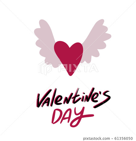 Red heart with grey wings. Red heart with grey wings. 61356050