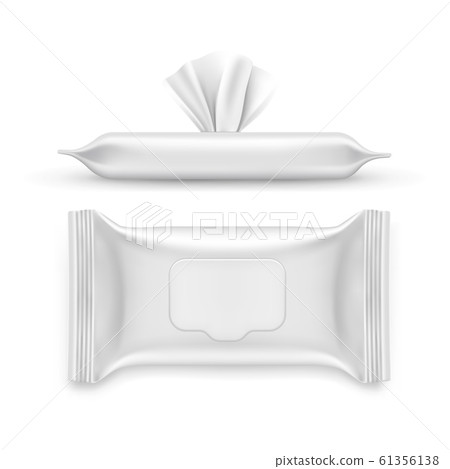 Realistic white napkin pack, facial wipe 61356138