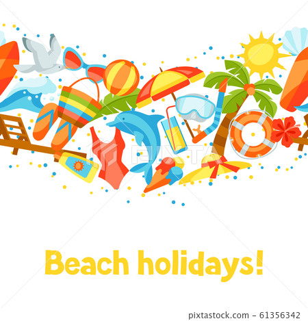 Seamless pattern with summer and beach objects. Seamless pattern with summer and beach objects. 61356342