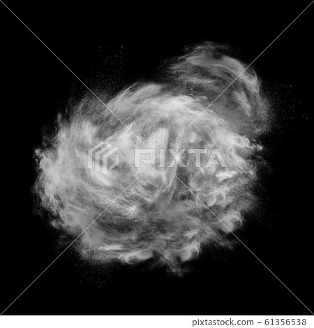 White abstract round powder explosion. 61356538