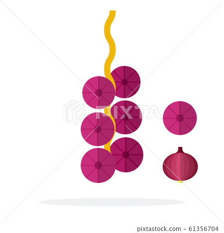 A bunch of red onions flat isolated 61356704