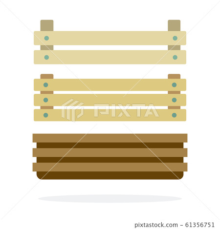 Grocery wooden boxes flat isolated 61356751