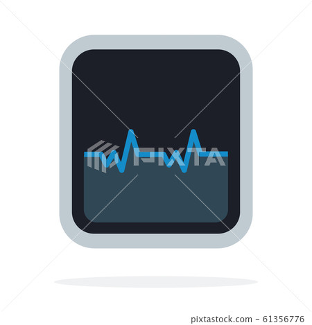 Heart rate on the monitor flat isolated 61356776