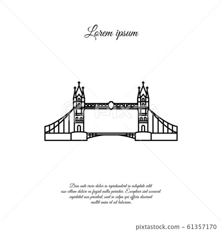 London Bridge Vector Line Linear Icon Sign Stock Illustration