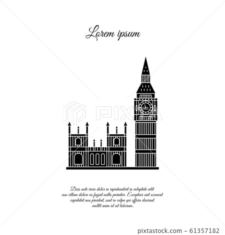 Big Ben and the Palace of Westminster in London vector icon, sign, symbol 61357182