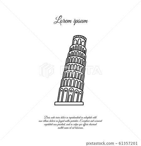 Leaning Tower of Pisa vector line icon, sign, symbol 61357201