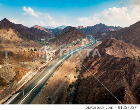 Scenic road through Hajar mountain range 61357357