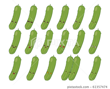 Cucumber cute kawaii mascot. Set kawaii food faces 61357474