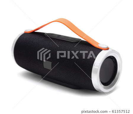 Portable Bluetooth Speaker with silicone handle isolated on White Background Portable Bluetooth Speaker with silicone handle isolated on White Background 61357512
