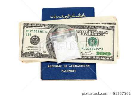 Package with drug over the Afghanistan passport Package with drug over the Afghanistan passport 61357561