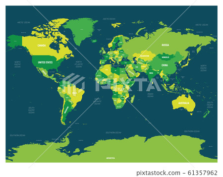 World Map Green Hue Colored On Dark Stock Illustration