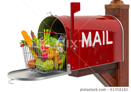 Food delivery concept. Shopping basket 61358182
