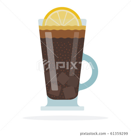 Iced coffee with a lemon in a glass mug vector flat isolated Iced coffee with a lemon in a glass mug vector flat isolated 61359299