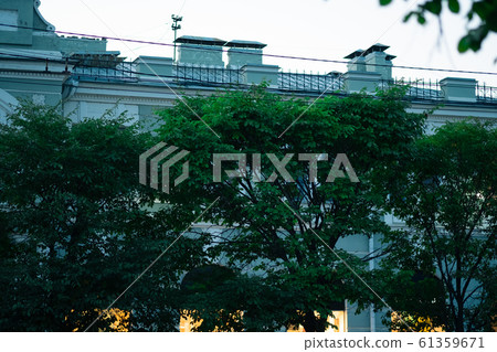 Khabarovsk, Russia - Aug 28, 2019: The streets of Khabarovsk, Russia - Aug 28, 2019: The streets of 61359671