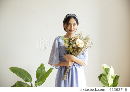Flower and woman portrait 61362746