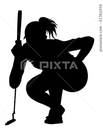 Golf Silhouette Women's Golfer Reading Turf Pose 10 61362856