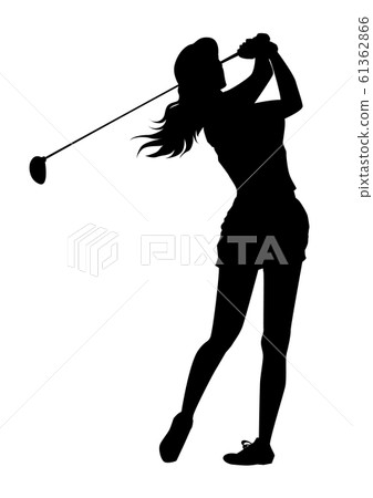 高爾夫剪影女子高爾夫球手構成20 61362866