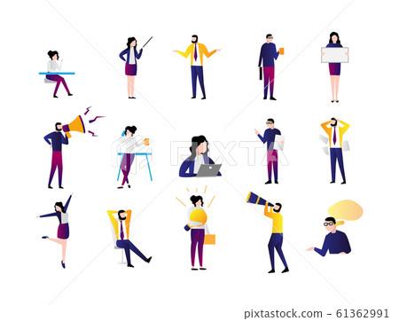 Office workers casual happy vector illustration. 61362991