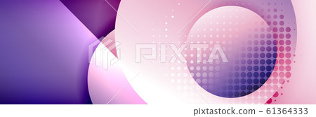 Dynamic trendy geometrical abstract background. Circles, round shapes 3d shadow effects and fluid gradients. Modern overlapping round forms 61364333