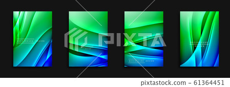 Wave covers set with fluid gradients. Dynamic trendy abstract background with flowing wavy lines. Vector Illustration 61364451