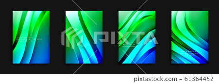 Wave covers set with fluid gradients. Dynamic trendy abstract background with flowing wavy lines. Vector Illustration Wave covers set with fluid gradients. Dynamic trendy abstract background with flowing wavy lines. Vector Illustration 61364452