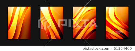 Wave covers set with fluid gradients. Dynamic trendy abstract background with flowing wavy lines. Vector Illustration 61364460