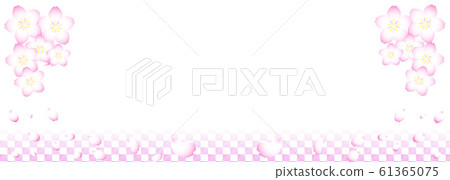 Cherry blossoms and cherry petals background (with copy space) 61365075