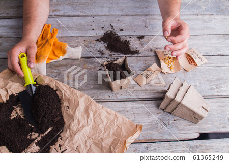 Potting soil for plants. 61365249