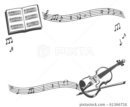 Violin and notes, sheet music illustration, frame Violin and notes, sheet music illustration, frame 61366738