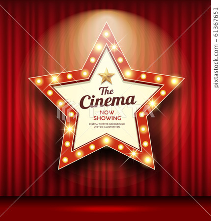 Cinema Theater sign star shape red curtain light up 61367651
