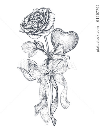 Vector illustration of hand drawn vintage valentine and wedding day bouquet in sketch style. Vector illustration of hand drawn vintage valentine and wedding day bouquet in sketch style. 61367762