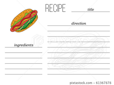 Vector simple recipe card template with fast food illustration in cartoon style. 61367878