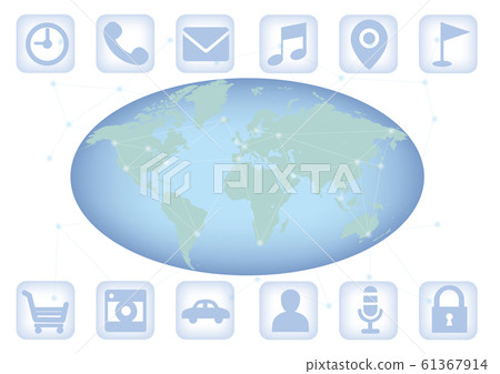 Globe and network icons Globe and network icons 61367914