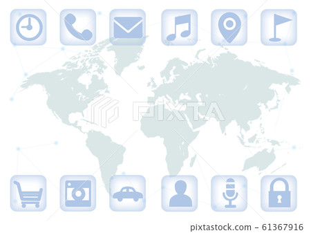 World map and network icons - Stock Illustration [61367916] - PIXTA