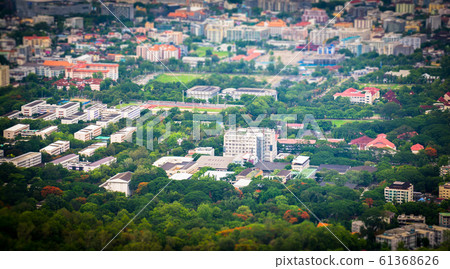 Tilt and shift miniature effect of buildings in Tilt and shift miniature effect of buildings in 61368626