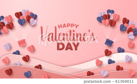 Happy valentines day paper cut style with... - Stock Illustration ...