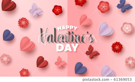 Happy valentines day paper cut style with... - Stock Illustration ...