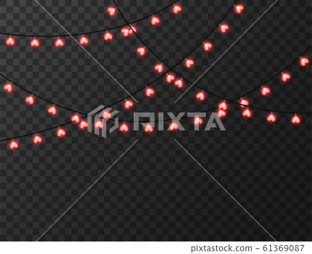 Heart shaped lights isolated on transparent background, design vector illustration 61369087